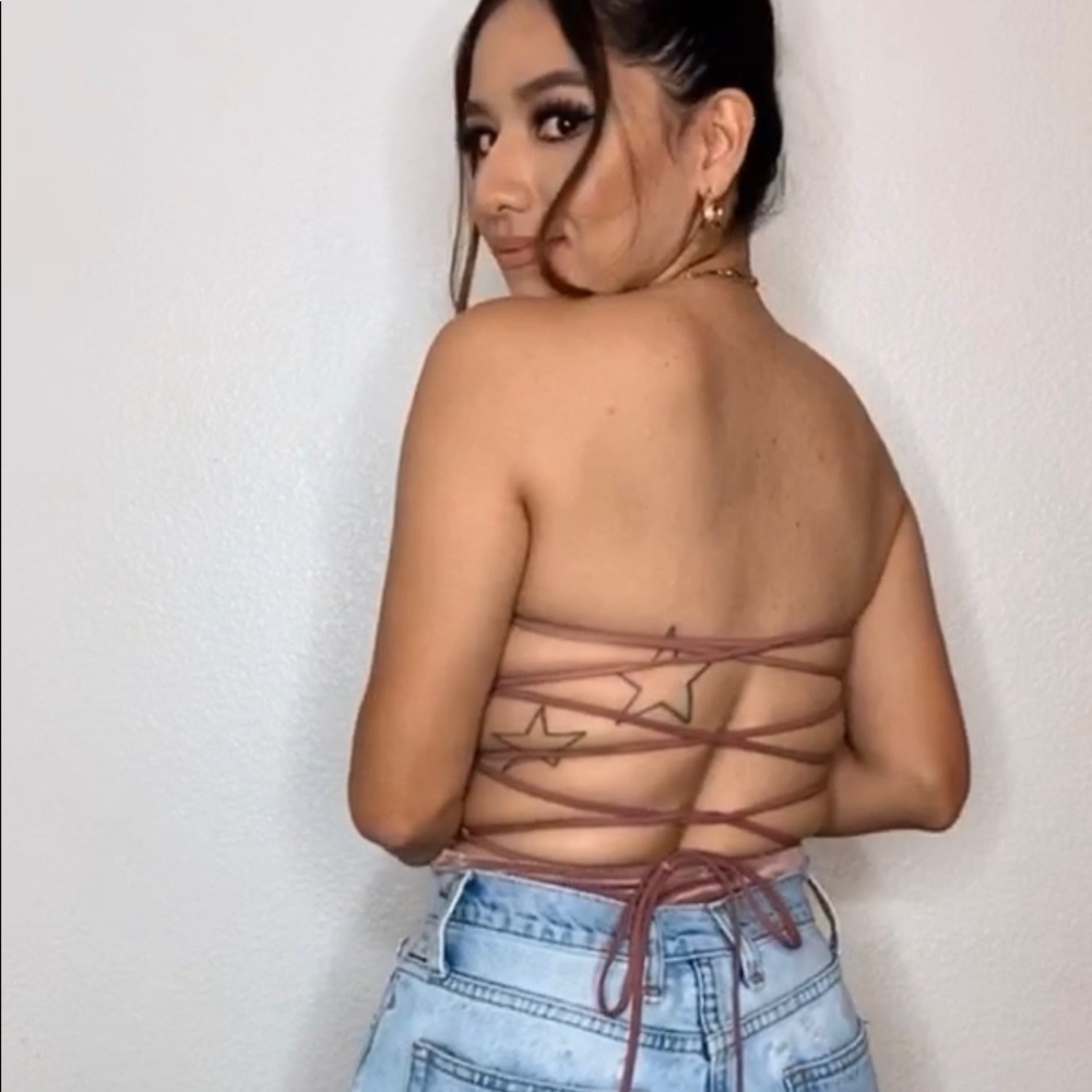 Velvet Bodysuit with Back Lace